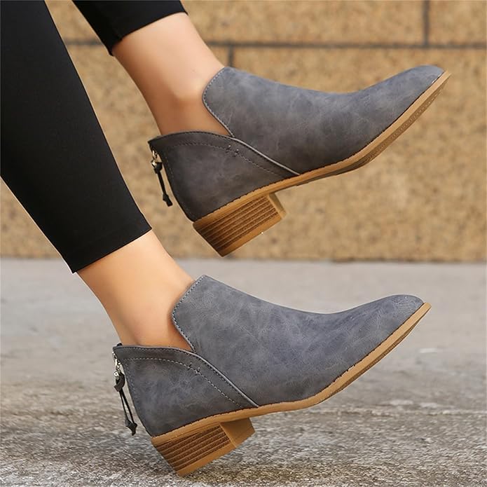 Juliette | Bottines à petit talon carré et zip latéral — Amielle Paris