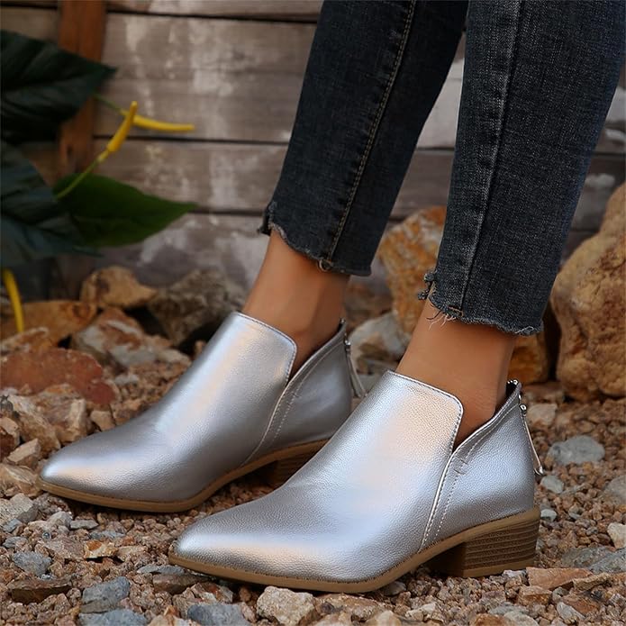 Juliette | Bottines à petit talon carré et zip latéral — Amielle Paris