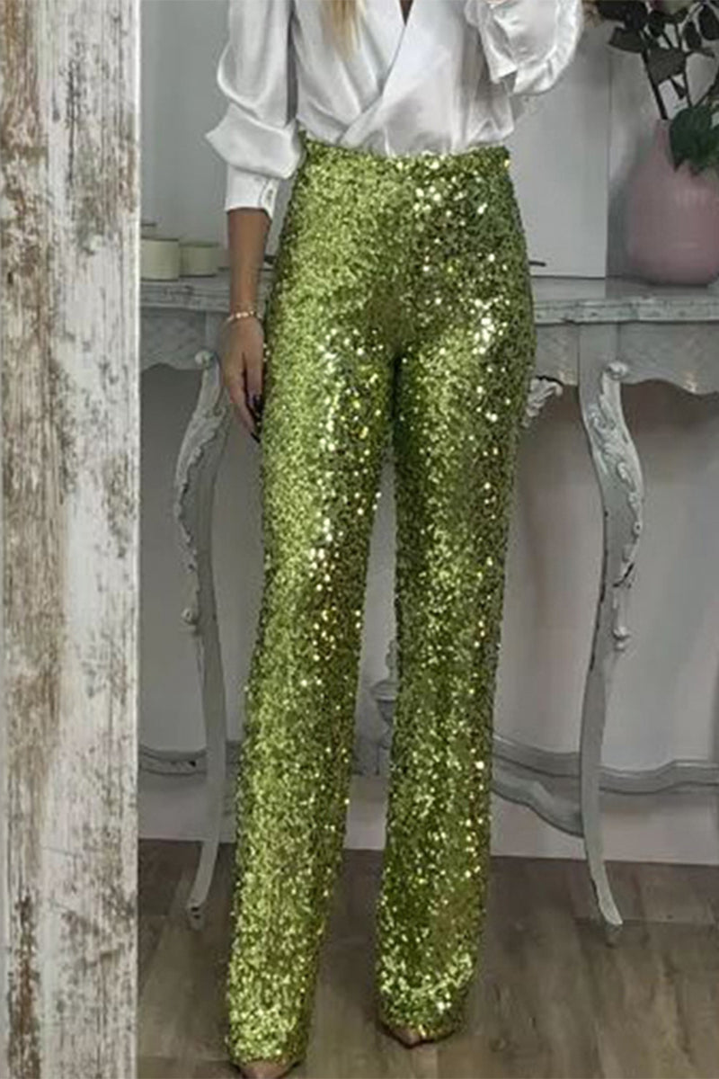 Phoebe | Pantalon large à sequins et taille haute — Amielle Paris