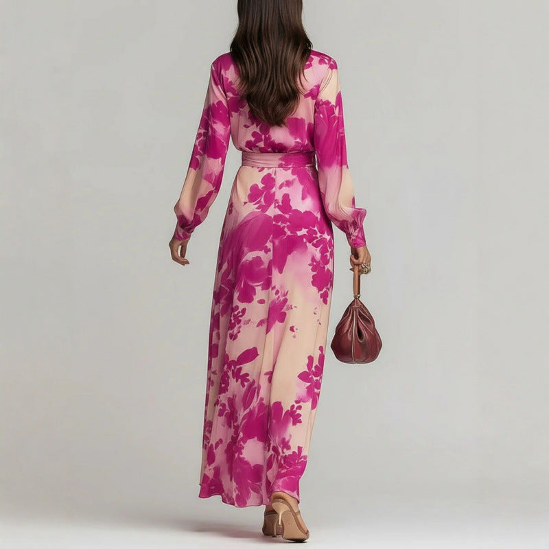 Isadora | Robe longue fleurie en mousseline à manches bouffantes — Amielle Paris