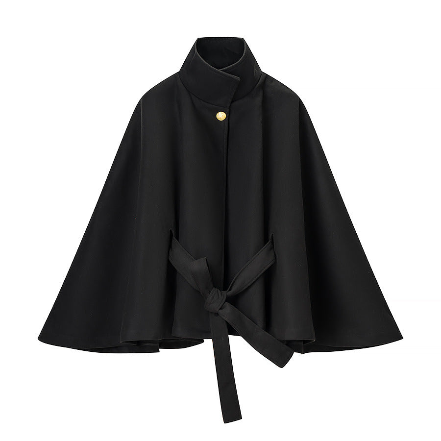 Sophie | Veste cape ceinturée à col montant — Amielle Paris