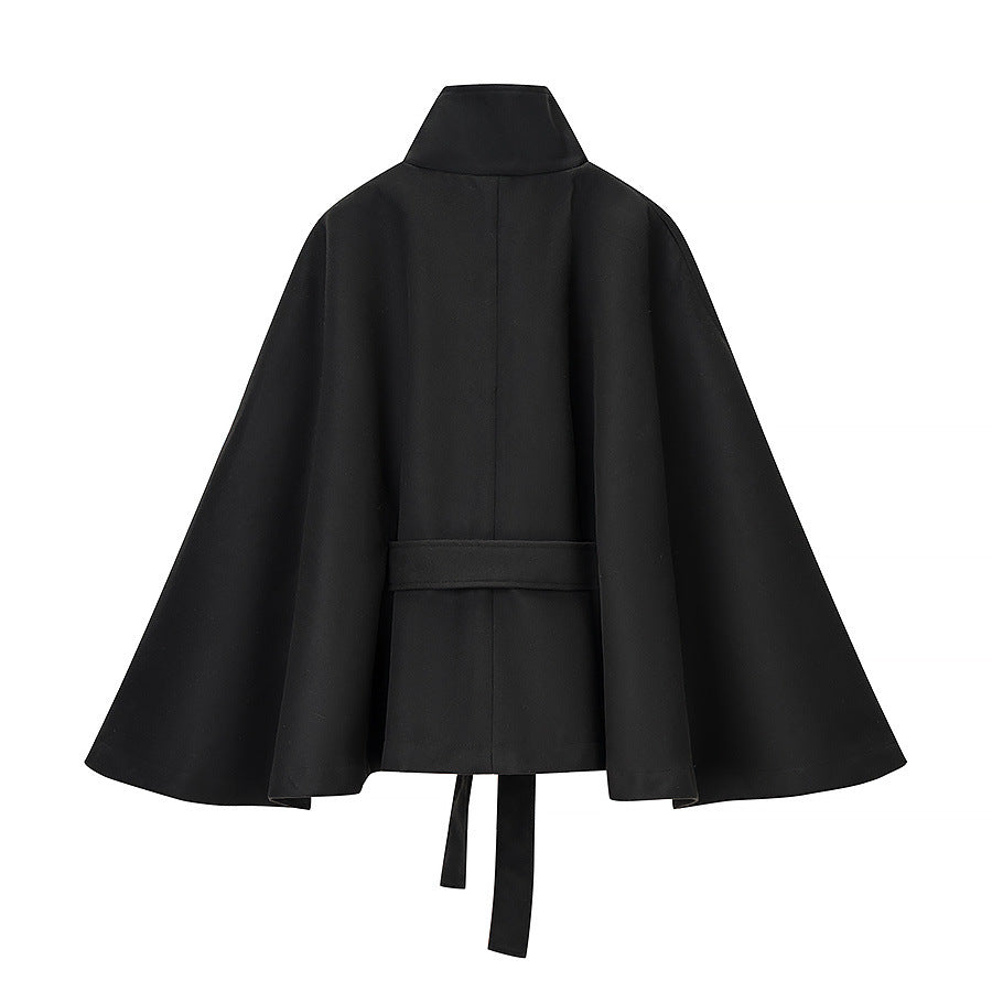 Sophie | Veste cape ceinturée à col montant — Amielle Paris