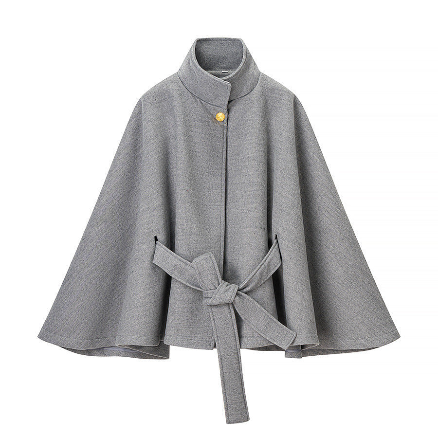 Sophie | Veste cape ceinturée à col montant — Amielle Paris