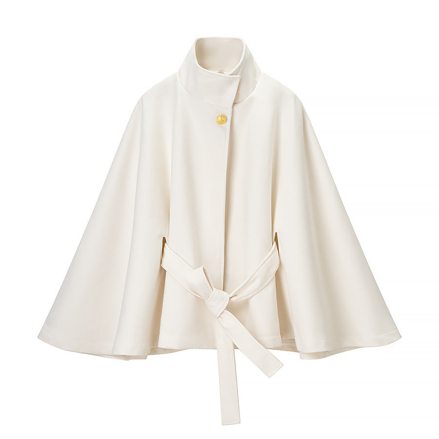 Sophie | Veste cape ceinturée à col montant — Amielle Paris