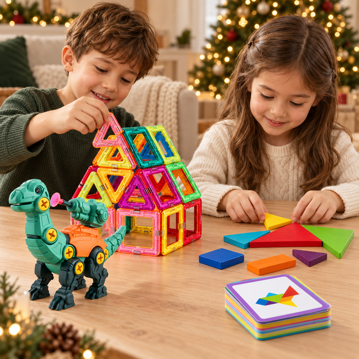 Coffret de construction : tuiles magnétiques et tangram — vue 6