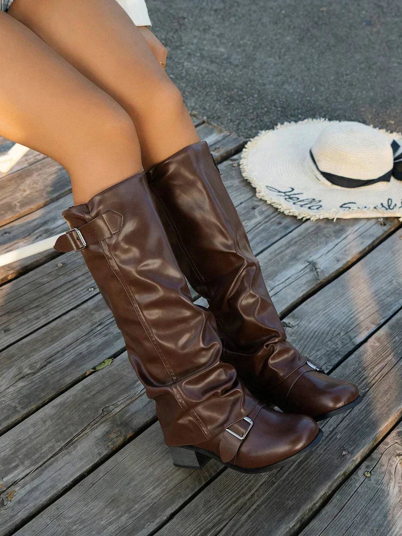 Bottes hautes à boucles et talon bloc — vue 2