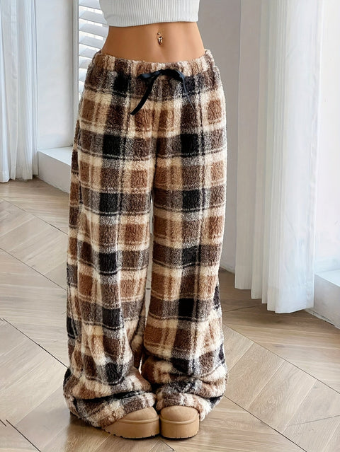 Pantalon d'intérieur en polaire à carreaux