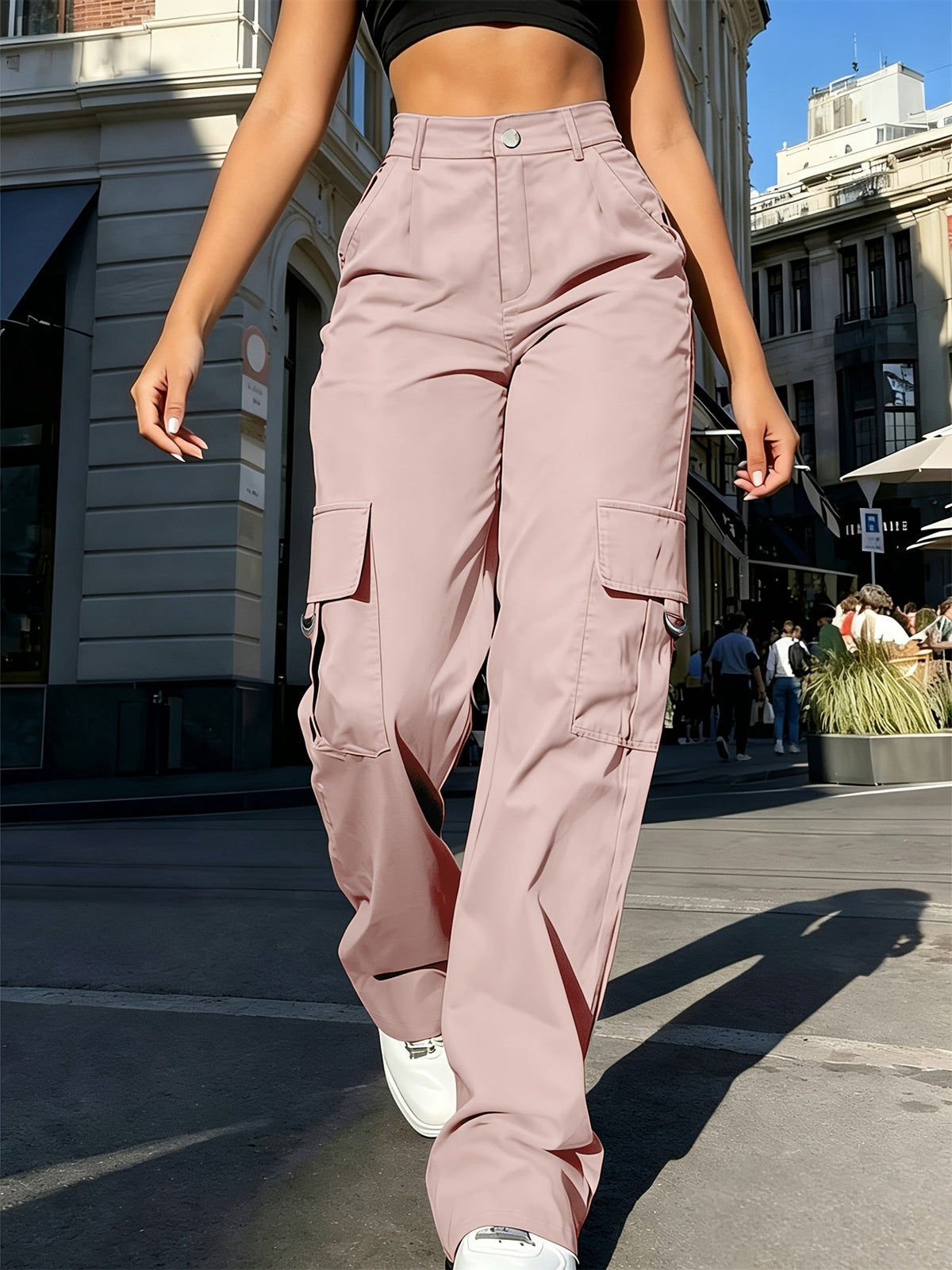 Sabine | Pantalon cargo large à taille haute — Amielle Paris