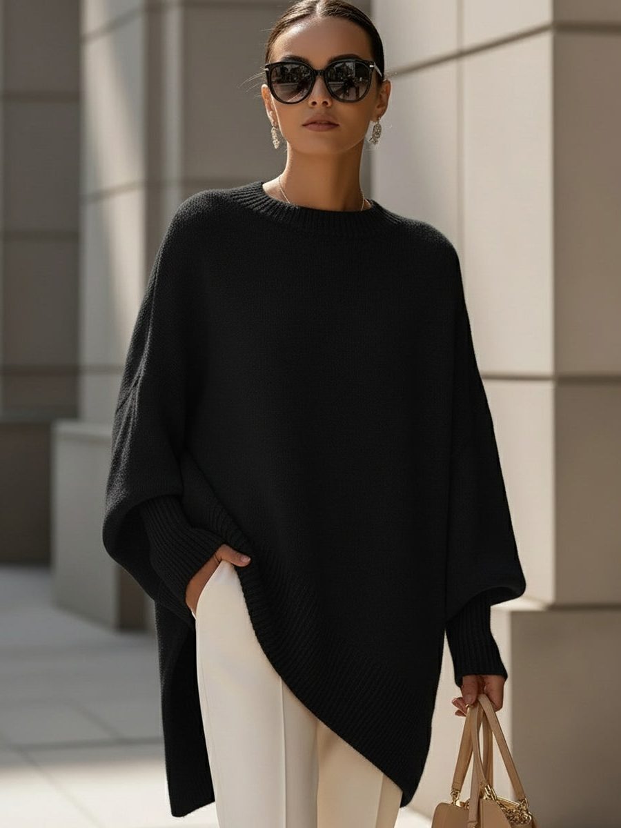 Pull poncho ample à manches chauve-souris — Amielle Paris