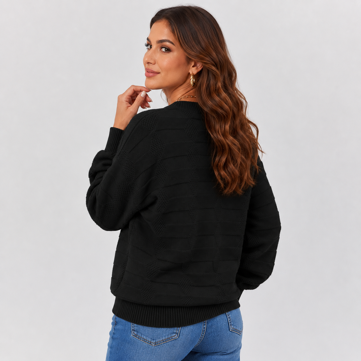 Pull texturé à manches bouffantes — Amielle Paris