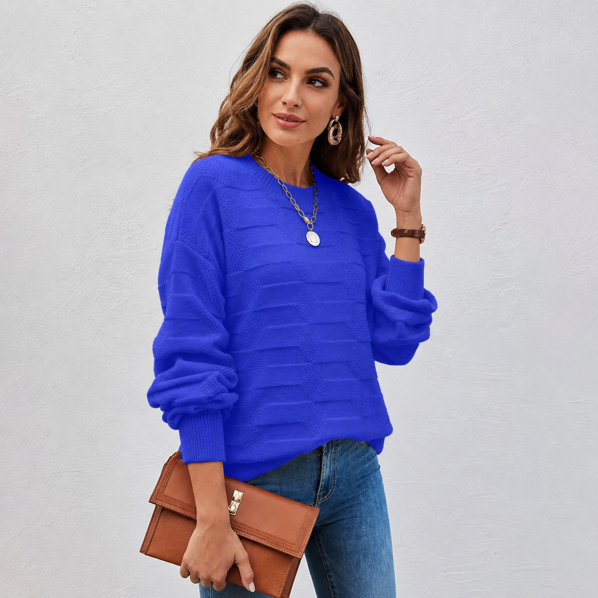Pull texturé à manches bouffantes — Amielle Paris