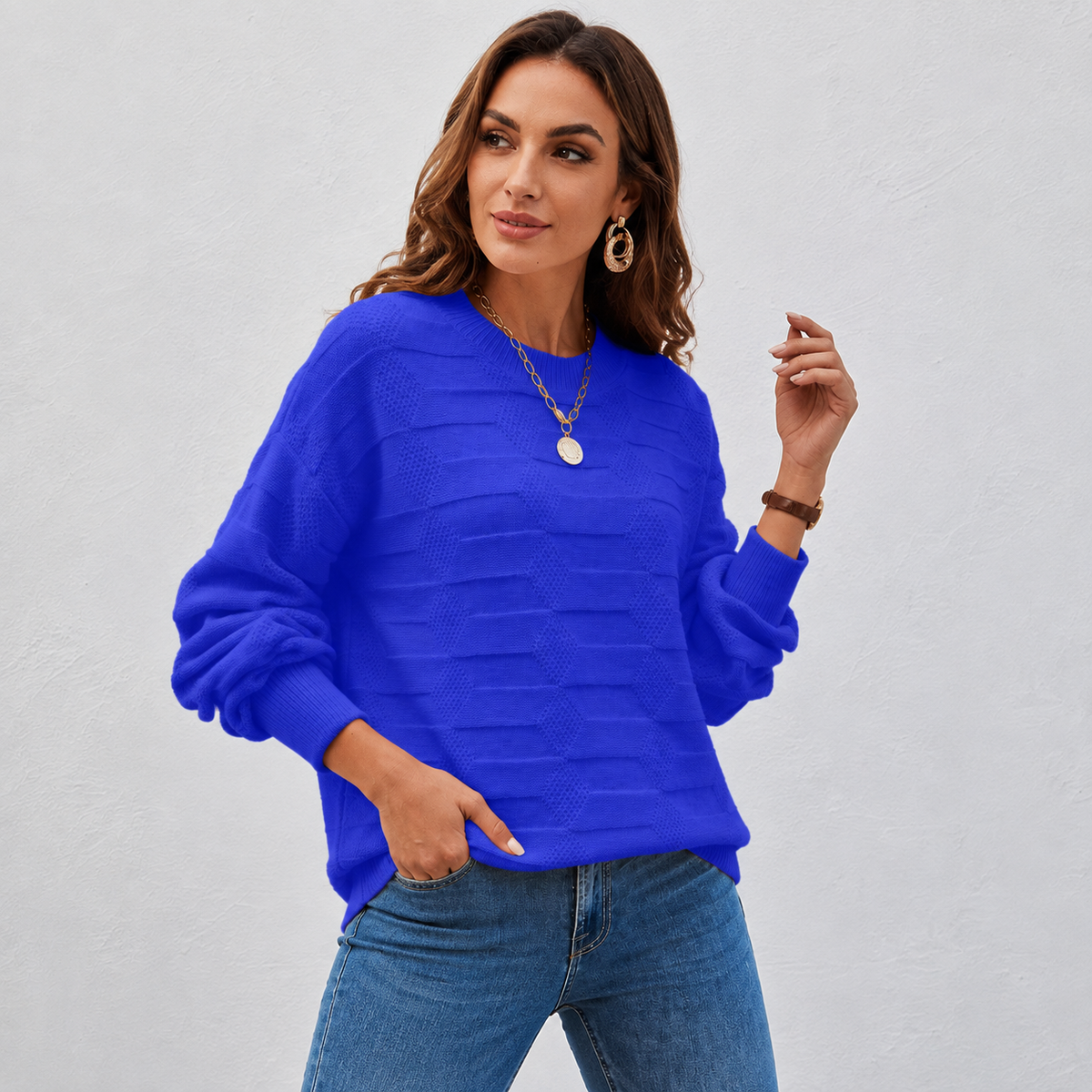 Pull texturé à manches bouffantes — Amielle Paris