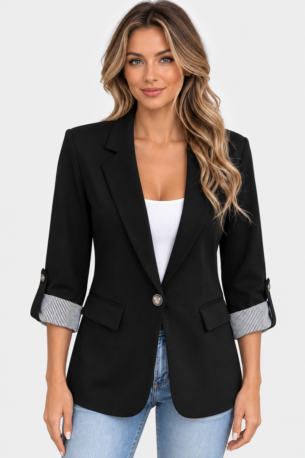 Blazer à col cranté et manches trois-quarts — Amielle Paris