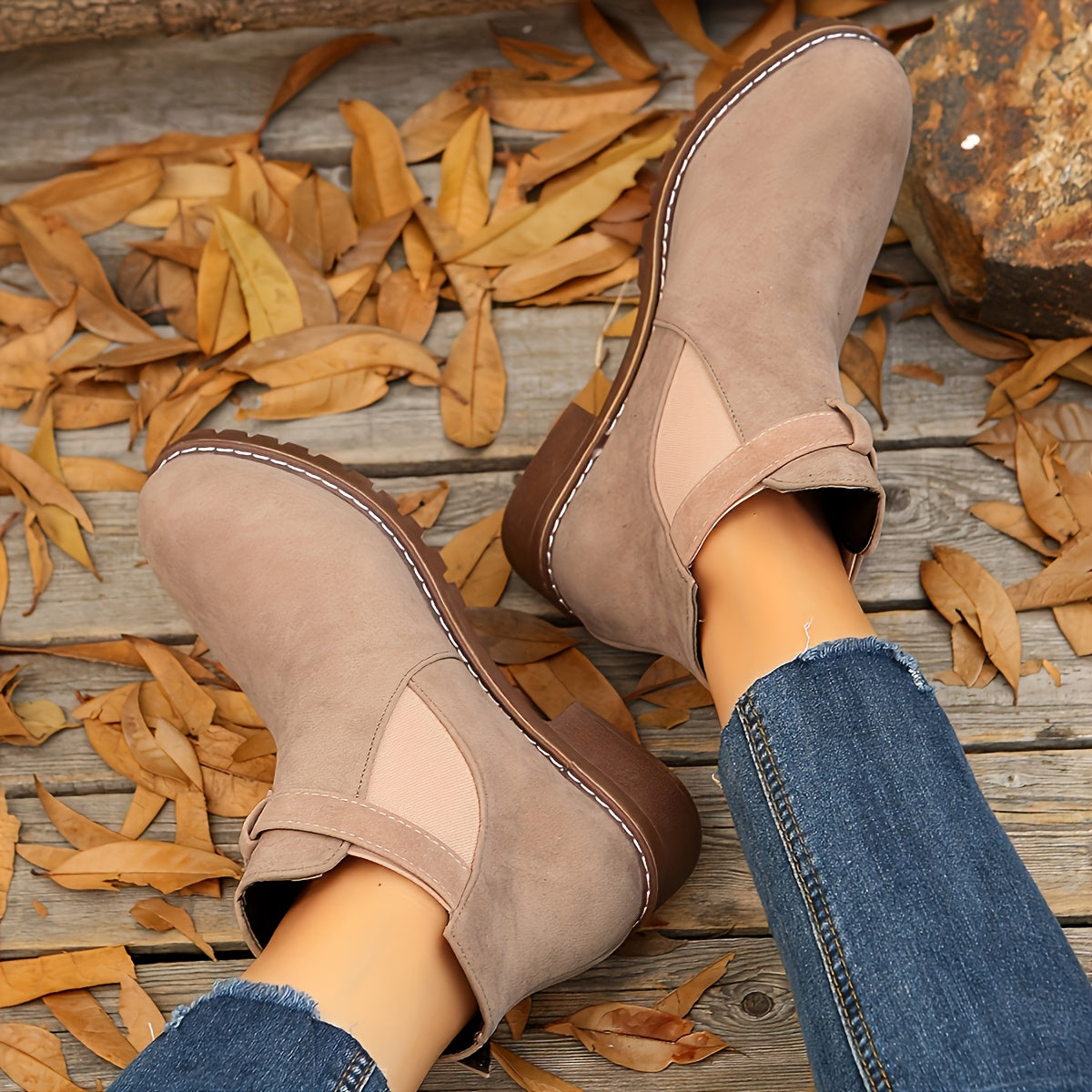 Bottines Chelsea à bride et talon bloc — Amielle Paris
