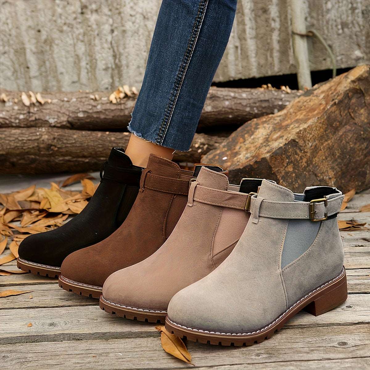Bottines Chelsea à bride et talon bloc — Amielle Paris