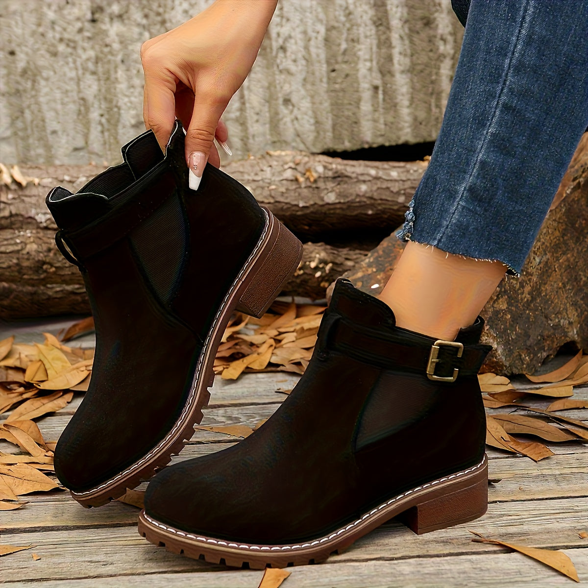 Bottines Chelsea à bride et talon bloc — Amielle Paris