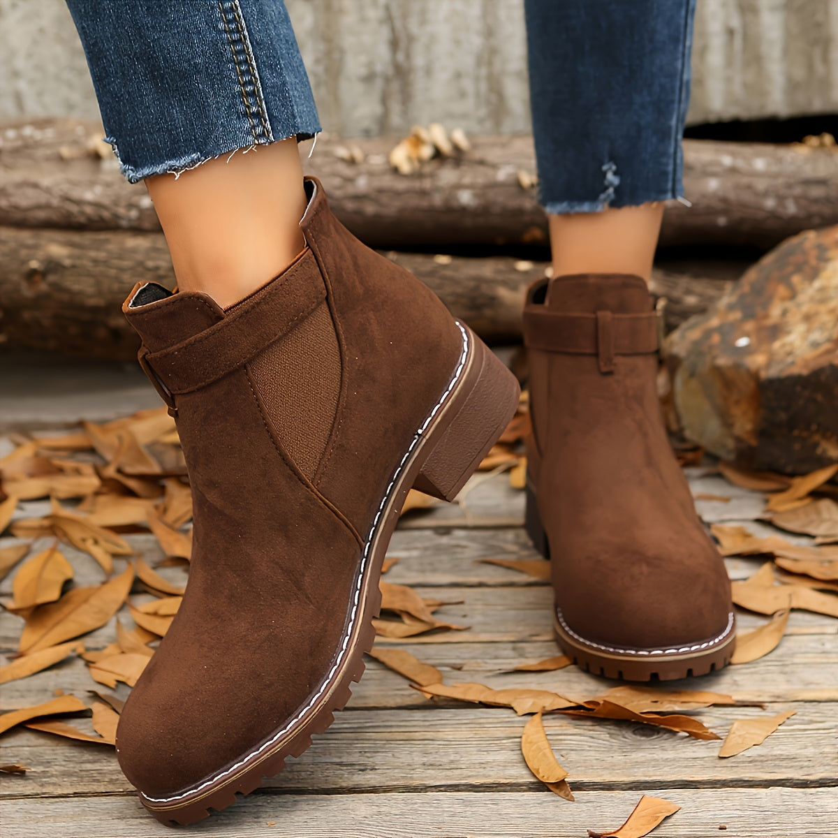 Bottines Chelsea à bride et talon bloc — Amielle Paris