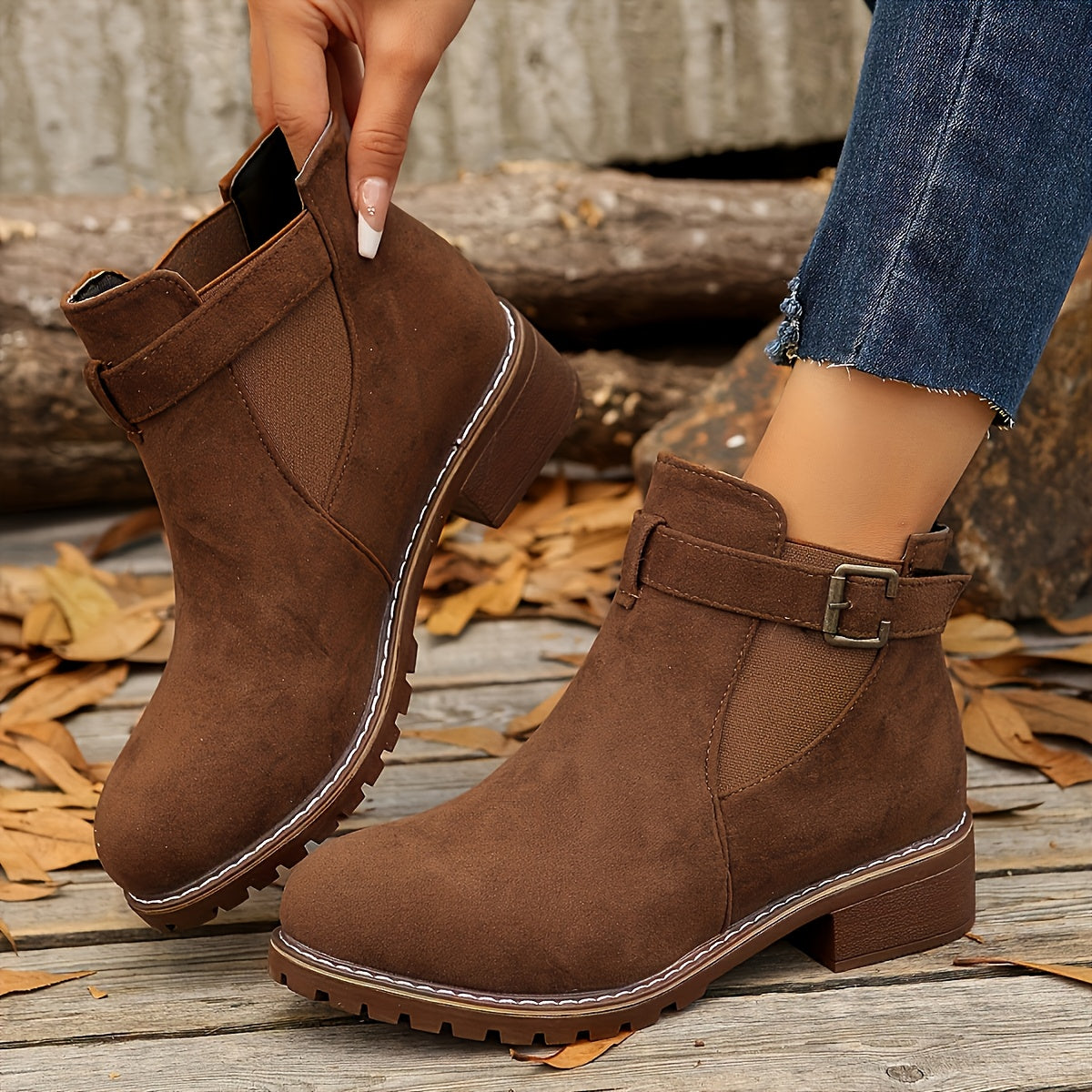 Bottines Chelsea à bride et talon bloc — Amielle Paris
