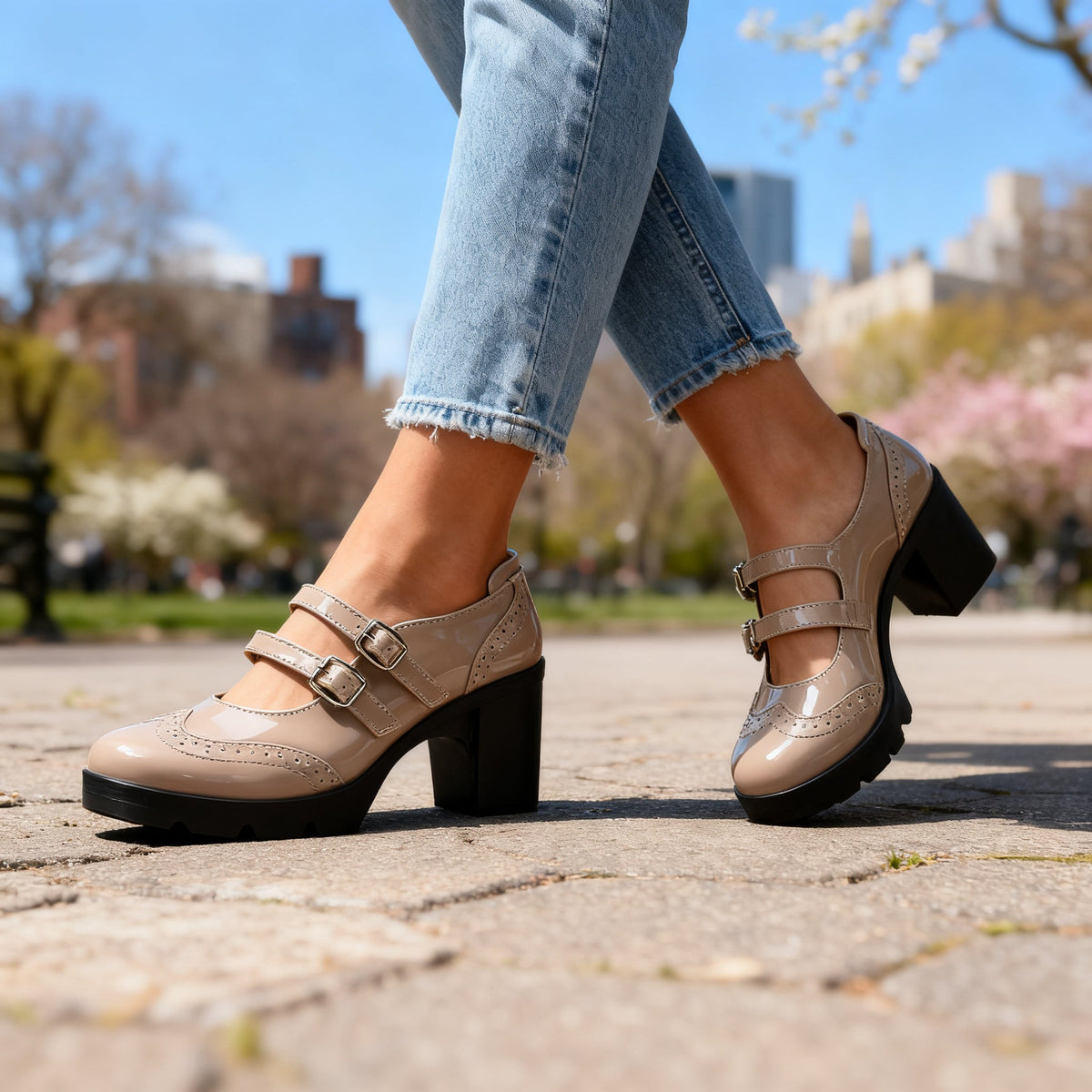 Chaussures Mary Jane à double bride et plateforme — Amielle Paris