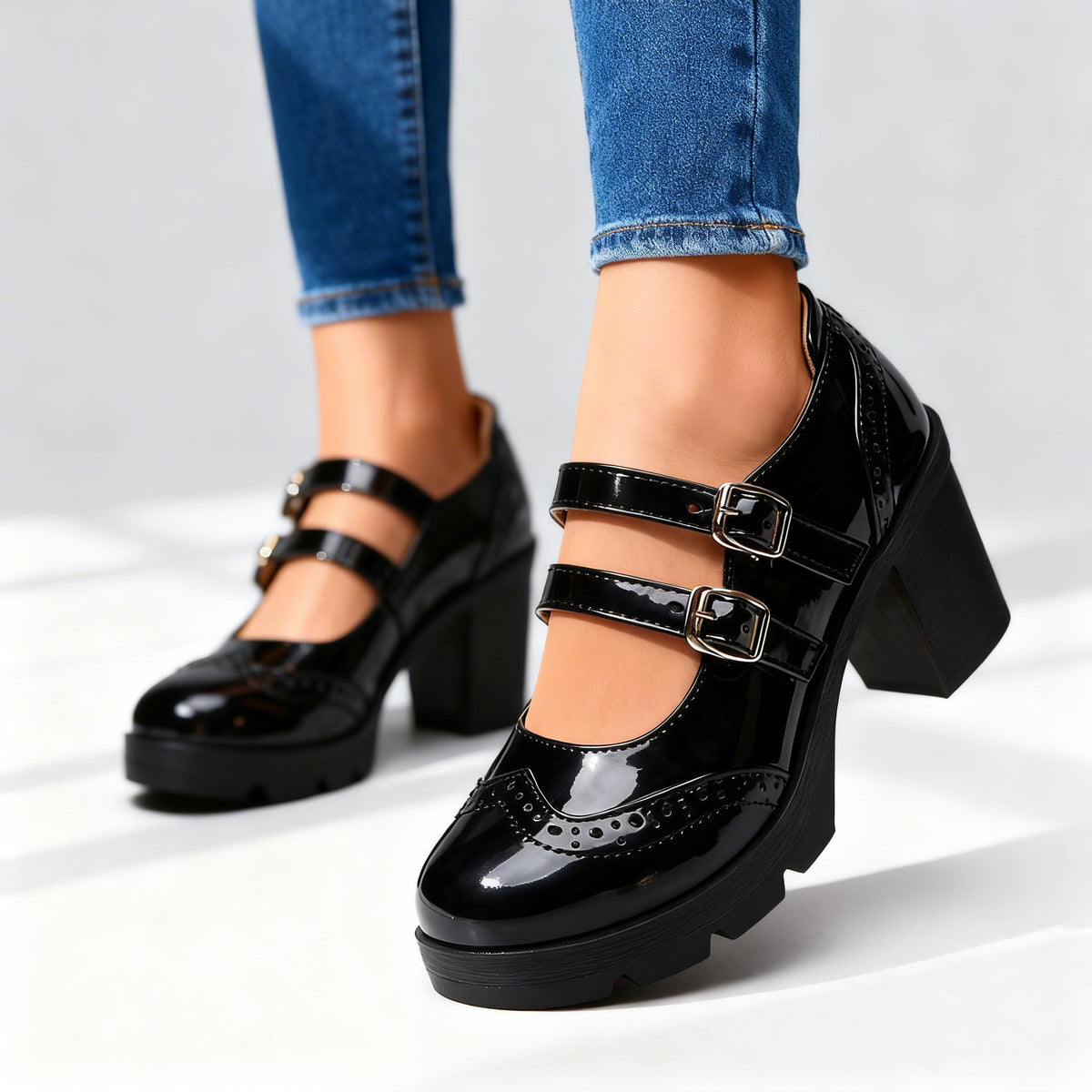 Chaussures Mary Jane à double bride et plateforme — Amielle Paris