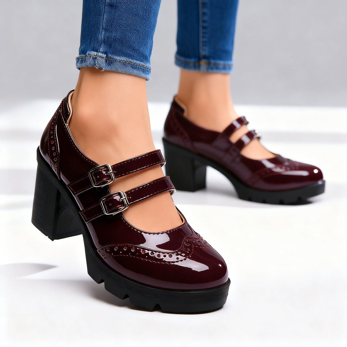 Chaussures Mary Jane à double bride et plateforme — Amielle Paris