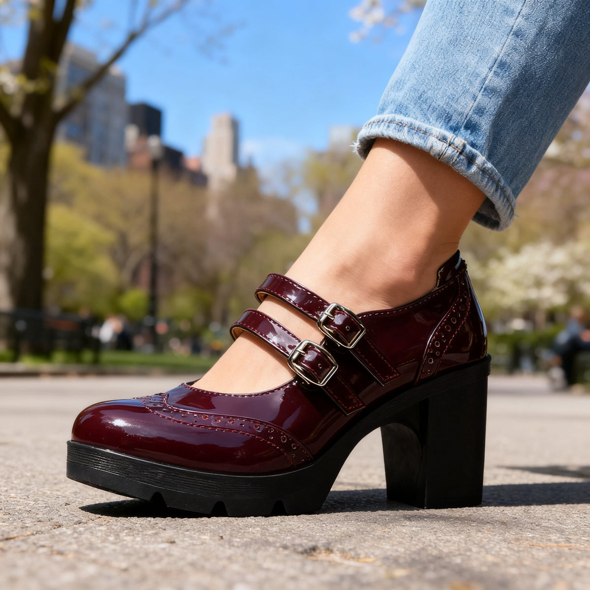 Chaussures Mary Jane à double bride et plateforme — Amielle Paris