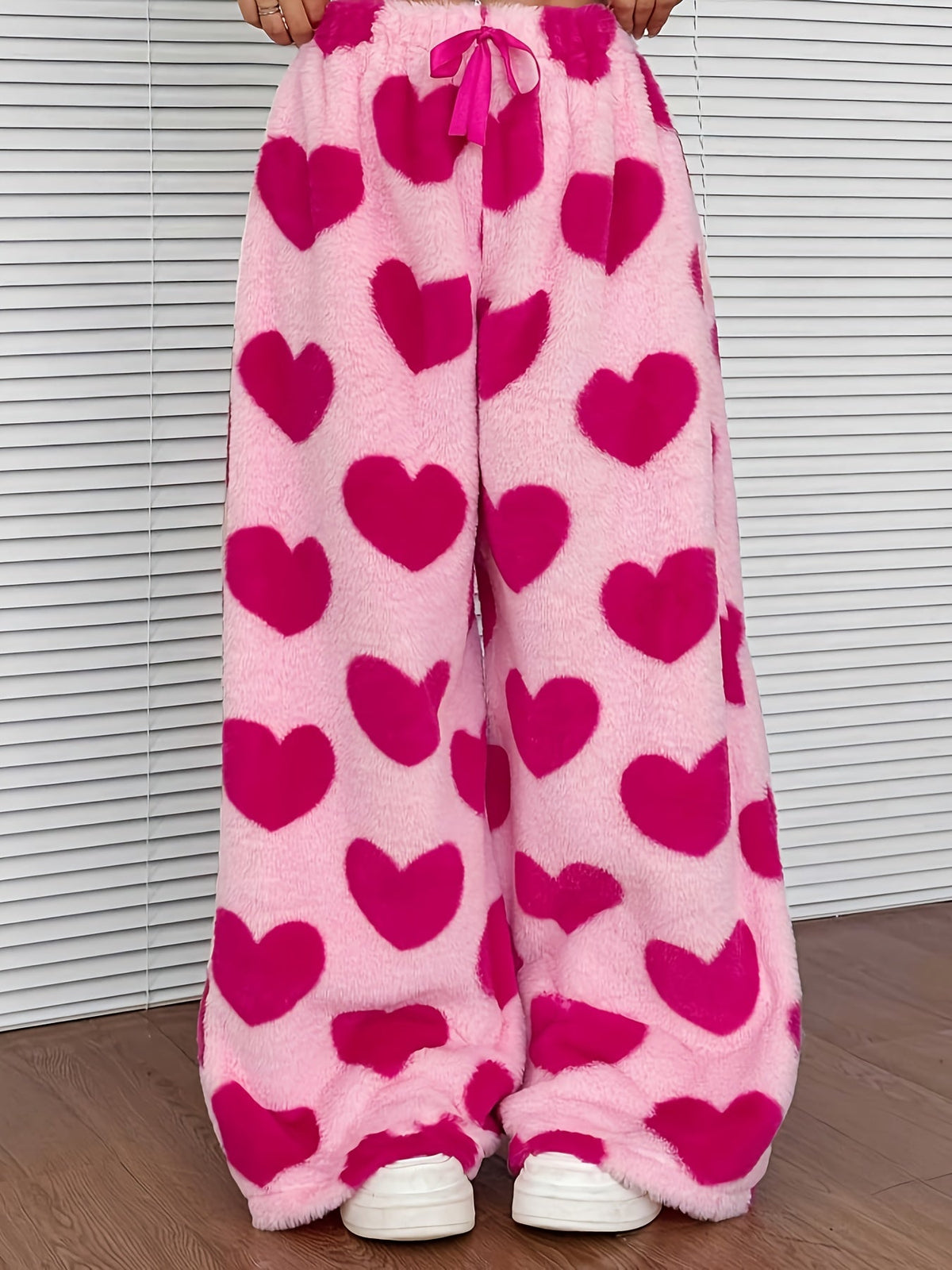 Pantalon large à carreaux en maille peluche — Amielle Paris