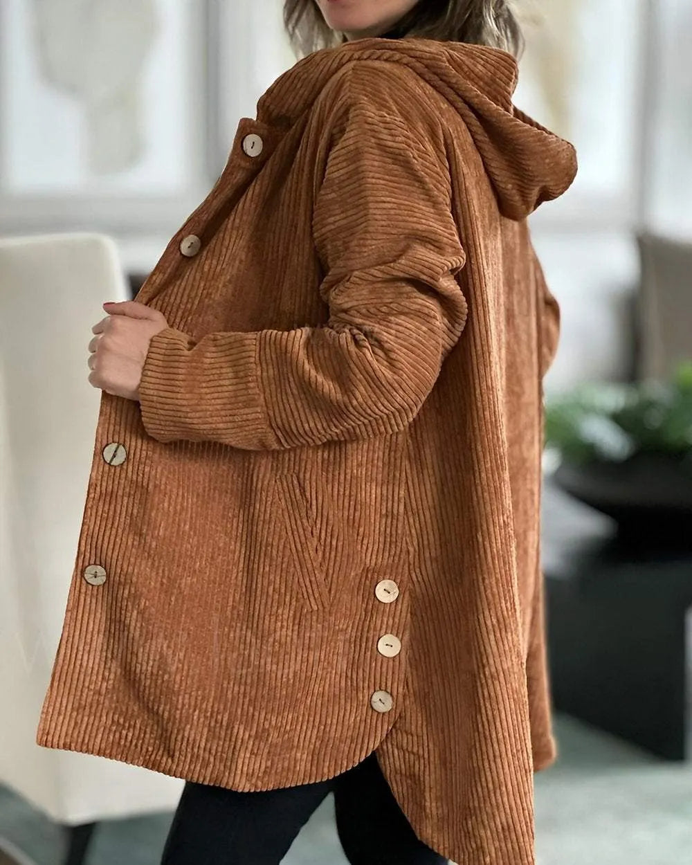Leonie — Veste en velours côtelé à capuche — Amielle Paris