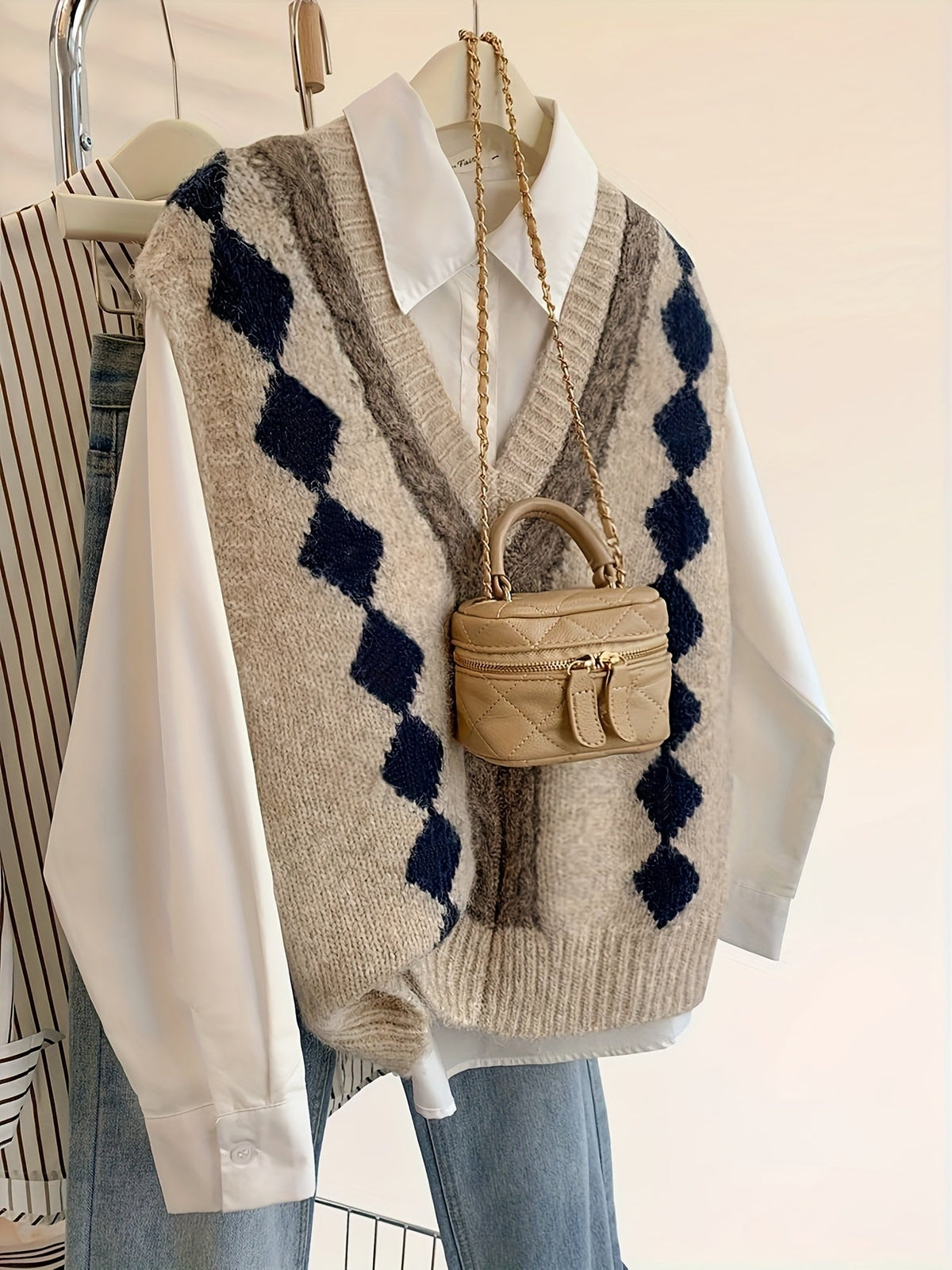 Pull sans manches à losanges — vue 2