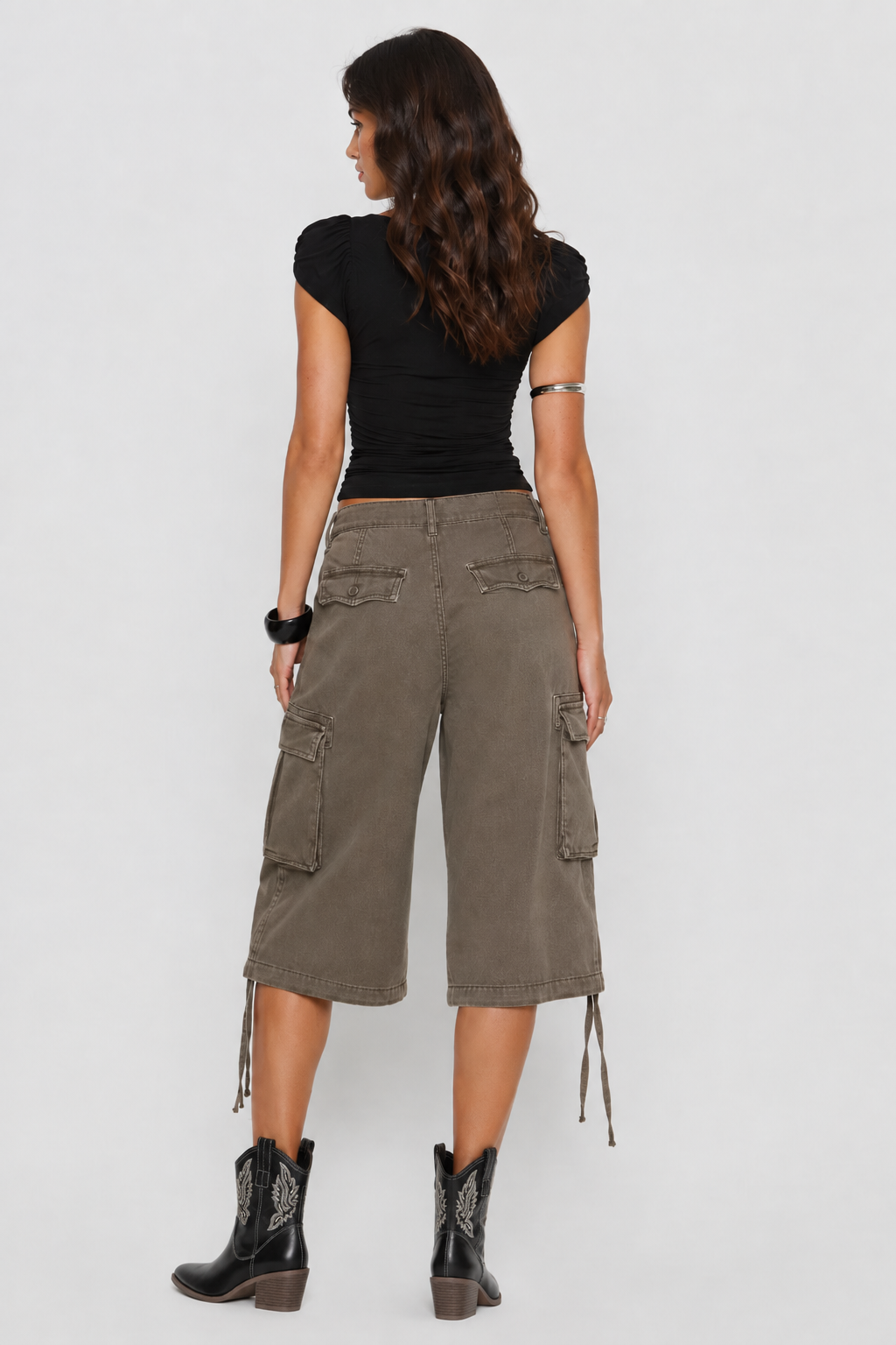 Pantalon cargo court taille haute — Enza — Amielle Paris