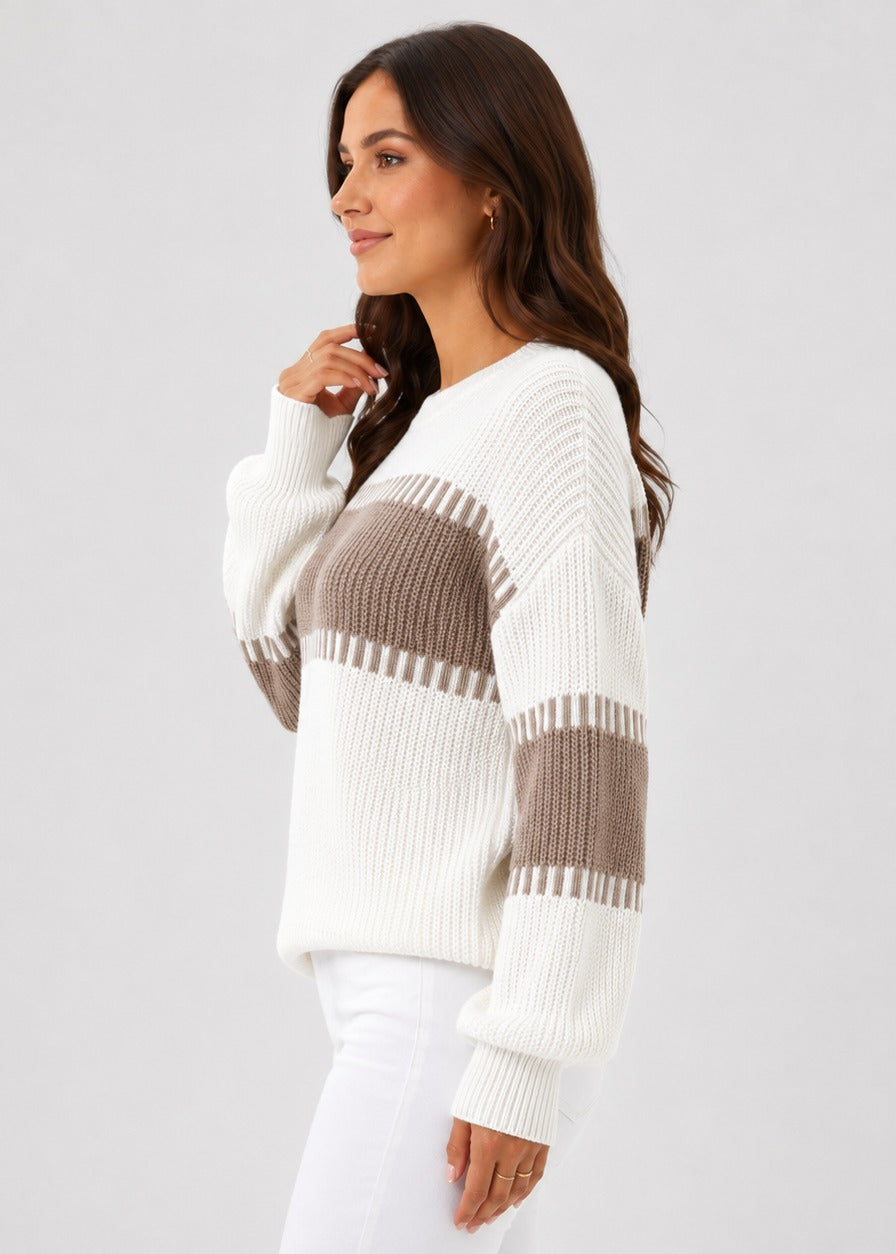 Pull côtelé à rayures contrastées — Amielle Paris