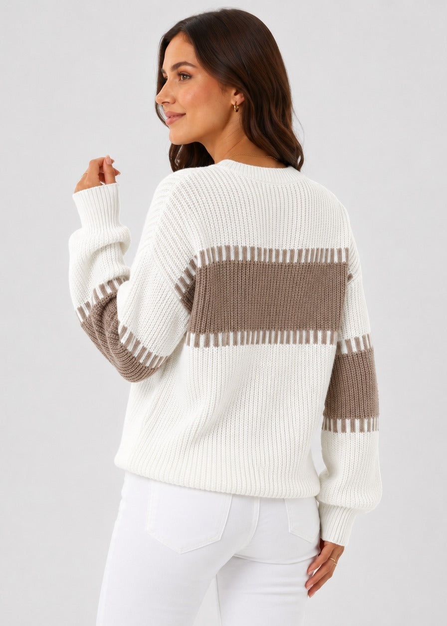 Pull côtelé à rayures contrastées — Amielle Paris