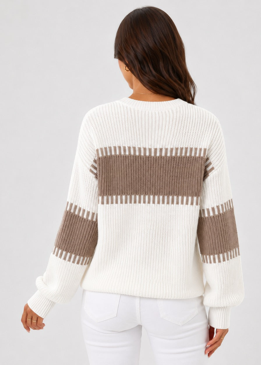 Pull côtelé à rayures contrastées — Amielle Paris