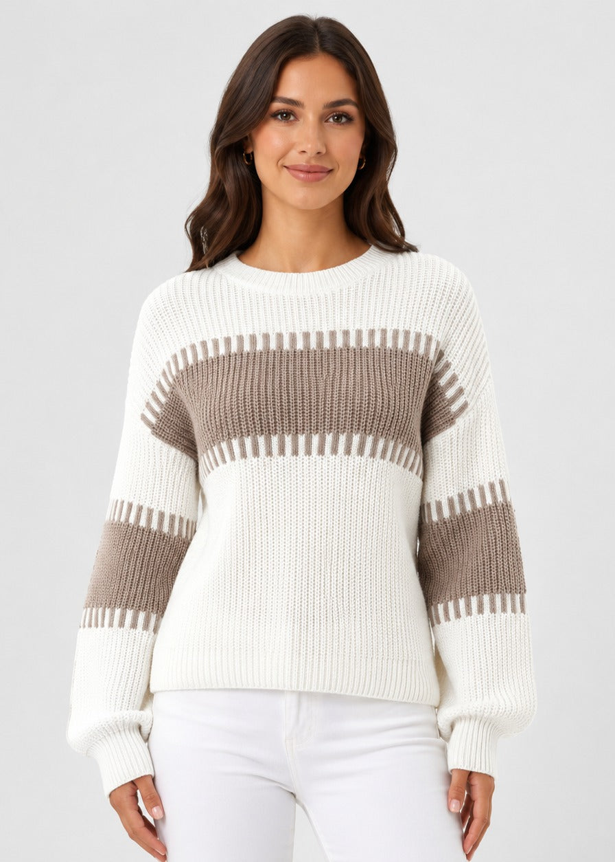 Pull côtelé à rayures contrastées — Amielle Paris