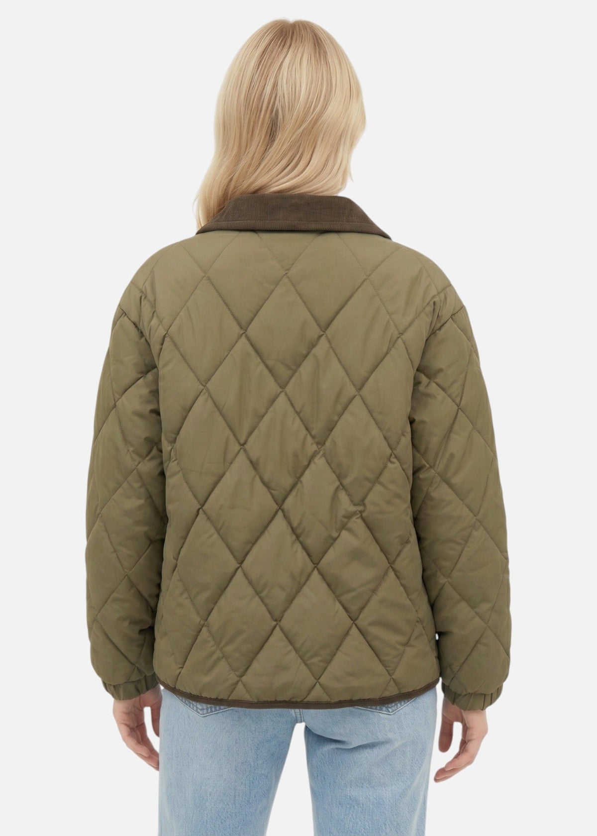 Veste matelassée à boutons-pression et col côtelé — Amielle Paris