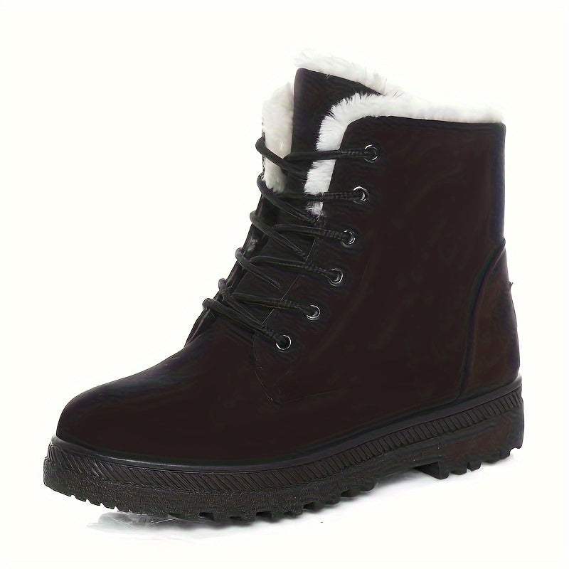 Bottines d'hiver à lacets et revers polaire — Amielle Paris