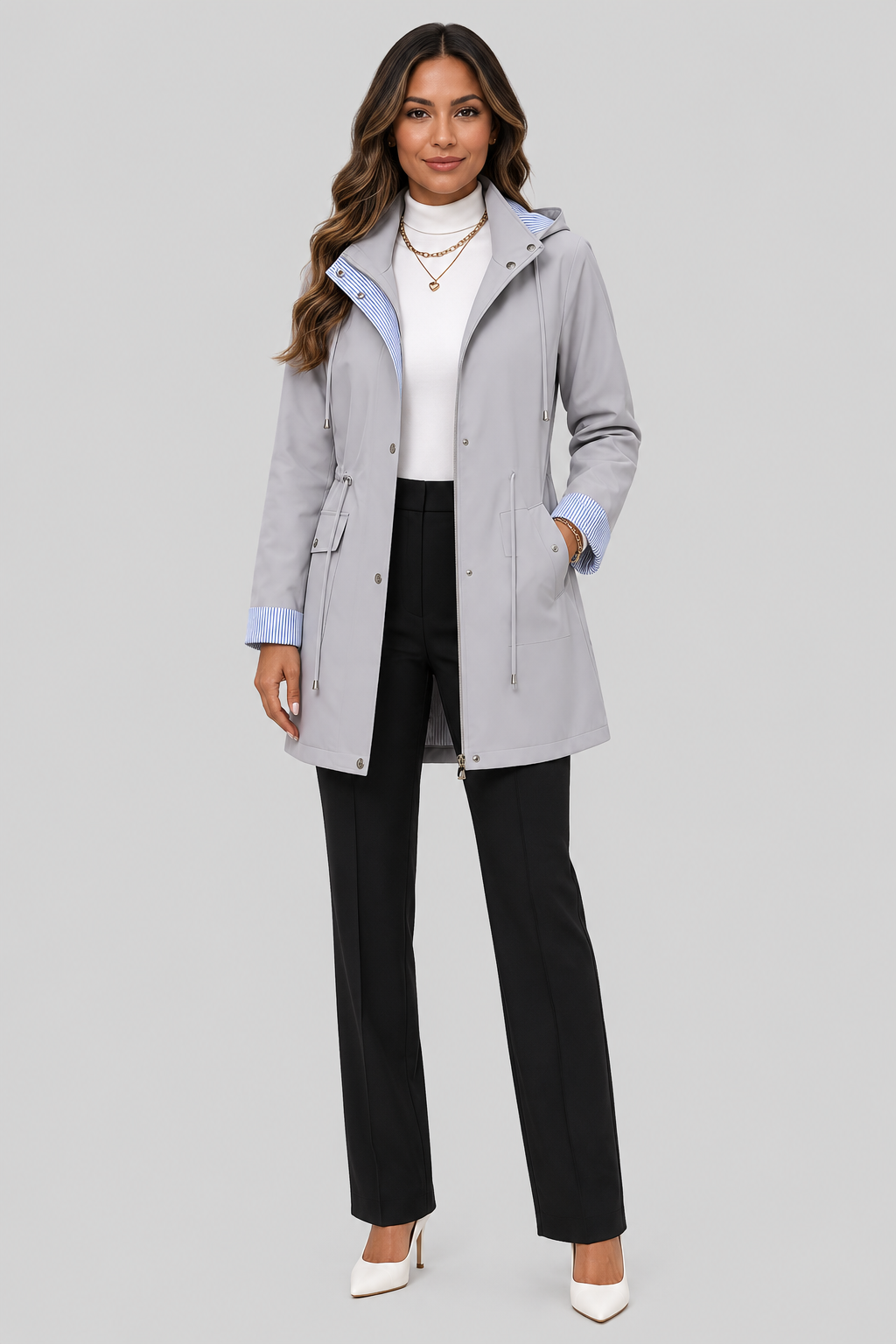 Elina — Parka mi-longue à taille ajustable — Amielle Paris
