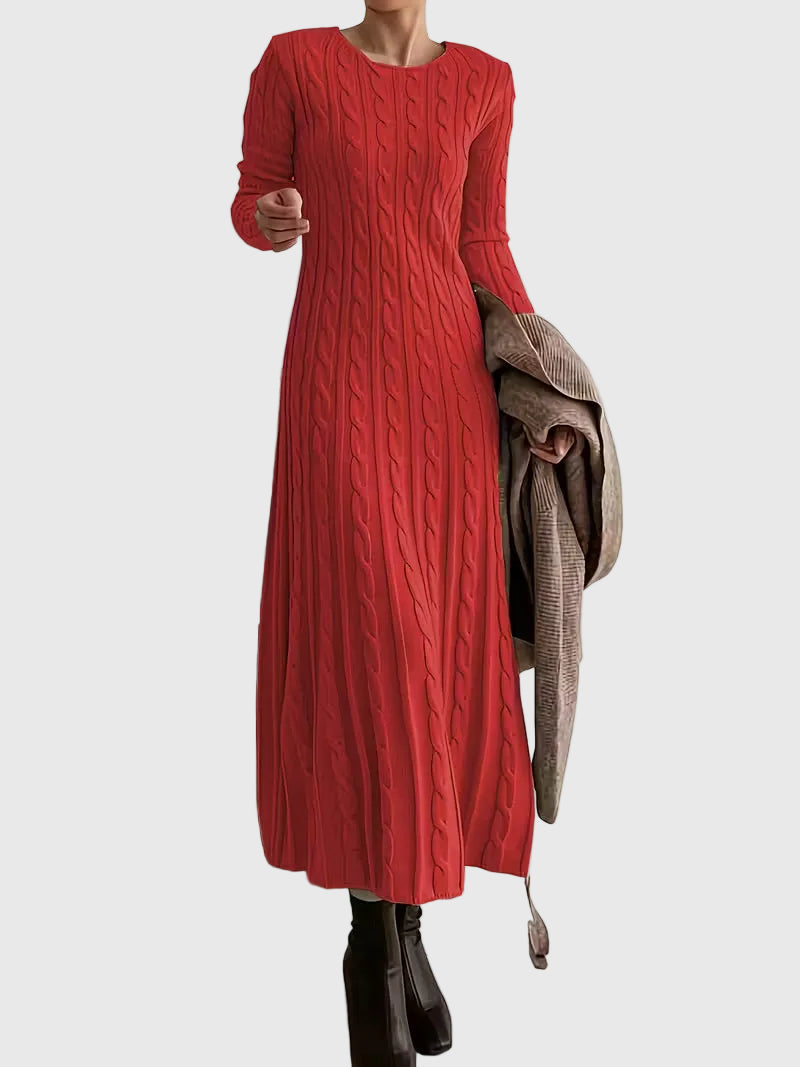 Aaliyah — Robe longue torsadée à col rond — Amielle Paris