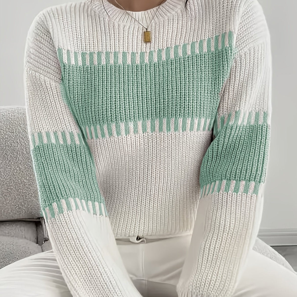 Margaux | Pull rayé à épaules tombantes — Amielle Paris