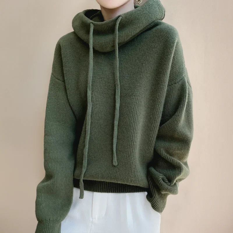 Aurora — Pull ample en laine à capuche — Amielle Paris