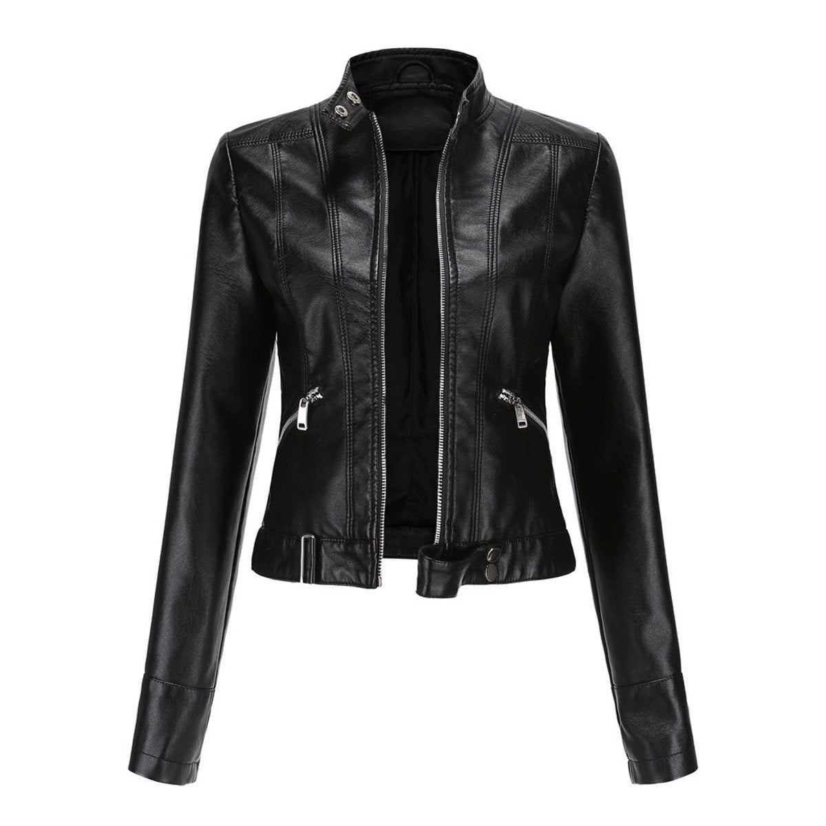 Veste de motard courte à col montant — Amielle Paris