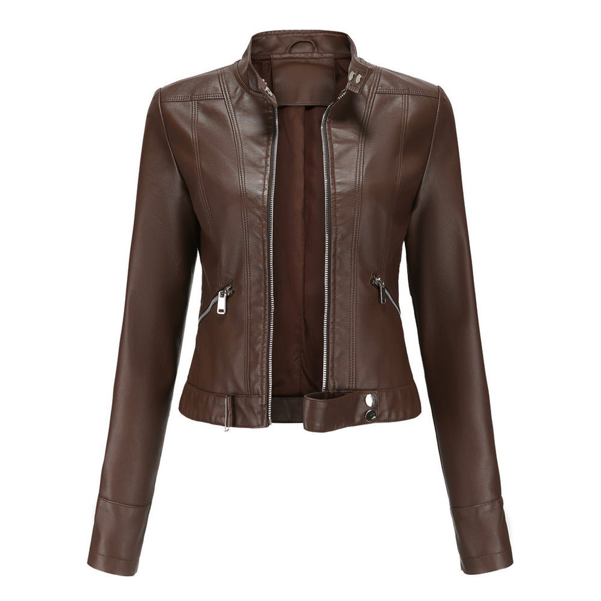 Veste de motard courte à col montant — Amielle Paris