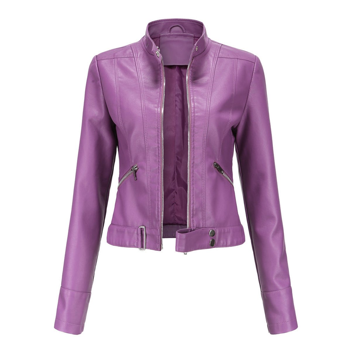 Veste de motard courte à col montant — Amielle Paris