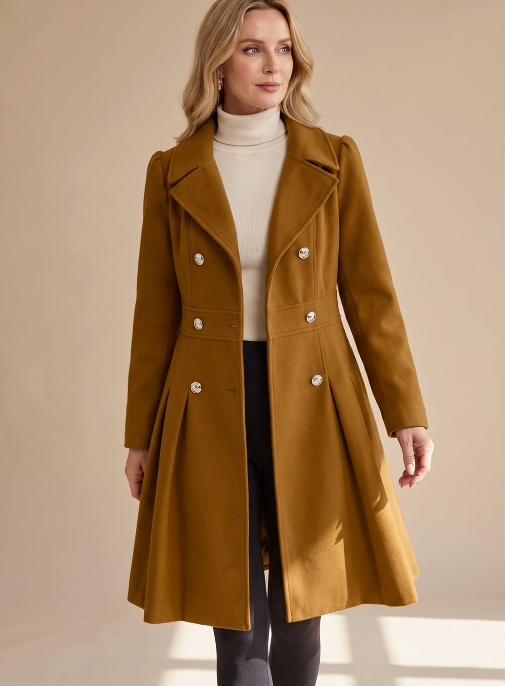 Manteau croisé à coupe cintrée et évasée — Amielle Paris