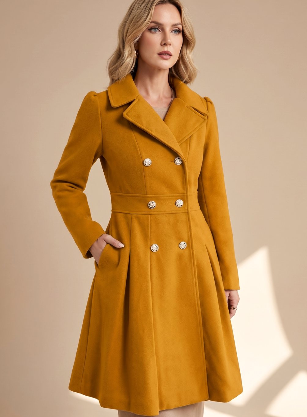Manteau croisé à coupe cintrée et évasée — Amielle Paris