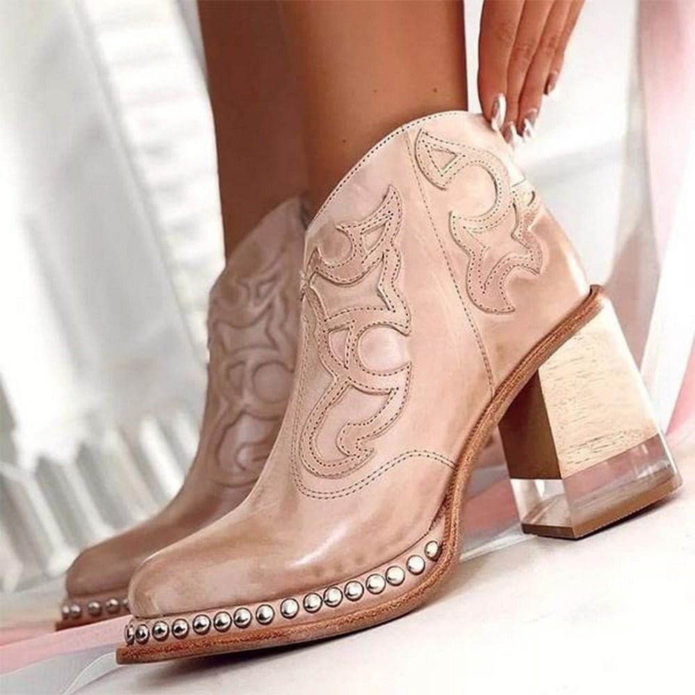 Bottines western brodées à clous — Amielle Paris