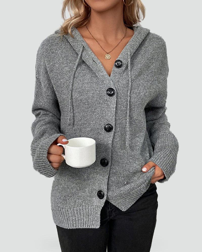 Gilet à capuche en maille boutonnée — Amielle Paris