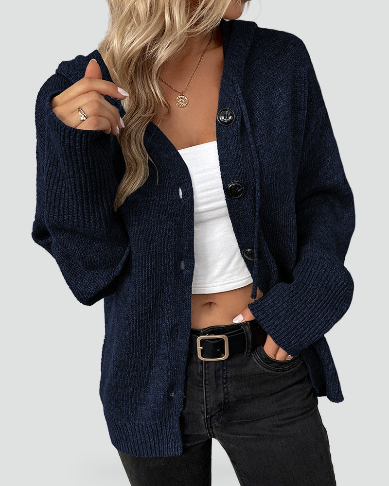 Gilet à capuche en maille boutonnée — Amielle Paris