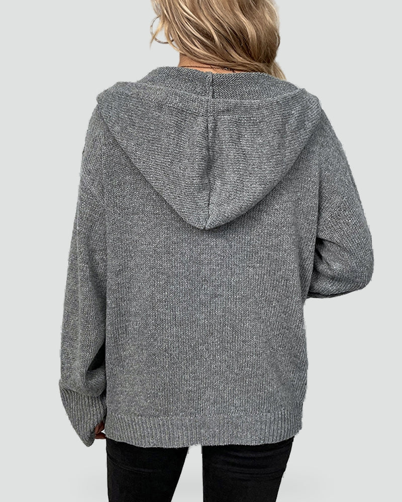 Gilet à capuche en maille boutonnée — Amielle Paris