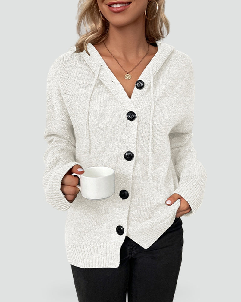Gilet à capuche en maille boutonnée — Amielle Paris